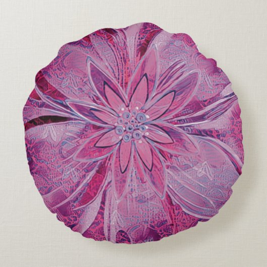 Uniek rond kussen in bloemenstijl (Achterkant)