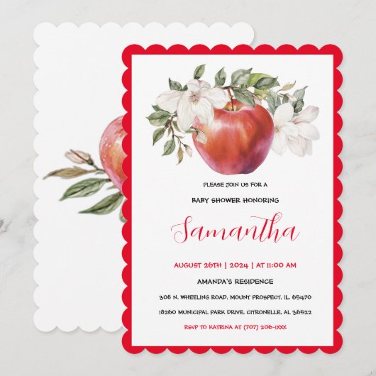 Uniek rood appel Baby shower Kaart (Voorkant / Achterkant)