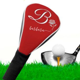 Uniek Rood met Roos voor aangepaste monogram Golfheadcover