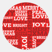 Uniek rood niet-traditioneel kerstscript ronde sticker (Voorkant)