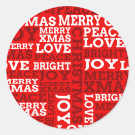 Uniek rood niet-traditioneel kerstscript ronde sticker