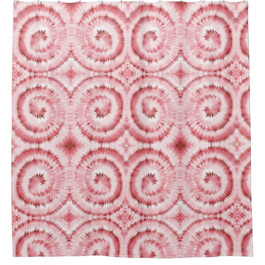 Uniek rood wervelpatroon douchegordijn (Voorkant)