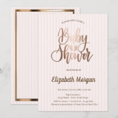 Uniek Roos Gold Striped Baby shower Kaart (Voorkant / Achterkant)
