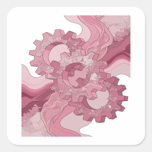 Uniek roze abstract labelontwerp vierkante sticker (Voorkant)