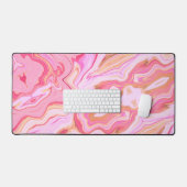 Uniek Roze Abstract Speels Marmeren Ontwerp Bureaumat (Keyboard & Muis)