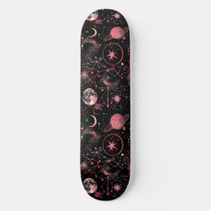 Uniek Roze Astrologie Design Skateboard