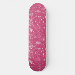 Uniek Roze Astrologie Design Skateboard