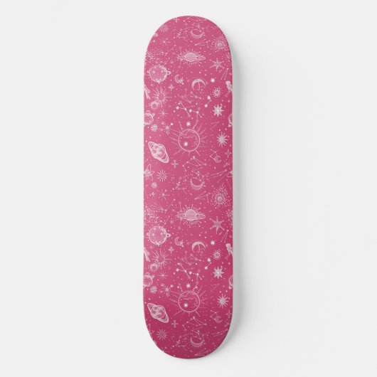 Uniek Roze Astrologie Design Skateboard (Voorkant)