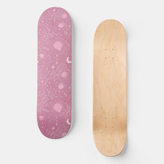 Uniek Roze Astrologie Design Skateboard (Voorkant)