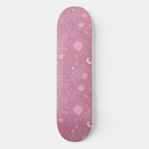 Uniek Roze Astrologie Design Skateboard