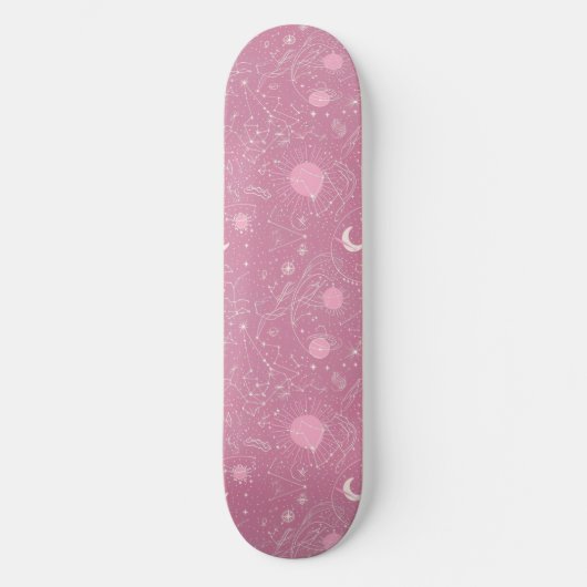 Uniek Roze Astrologie Design Skateboard (Voorkant)