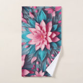 Uniek roze blauw bloemmotief ontwerp bad handdoek (Handdoek)