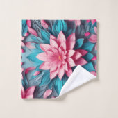 Uniek roze blauw bloemmotief ontwerp bad handdoek (Wasdoekje)