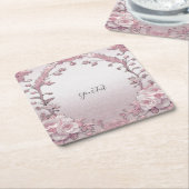 Uniek Roze Bloemen Papier Onderzetter (Schuin)