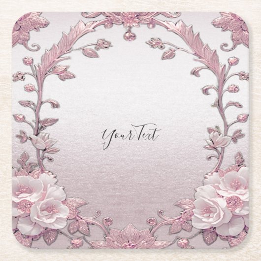 Uniek Roze Bloemen Papier Onderzetter (Voorkant)