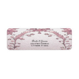 Uniek roze bloemen retouradreslabel etiket