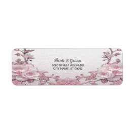Uniek roze bloemen retouradreslabel etiket