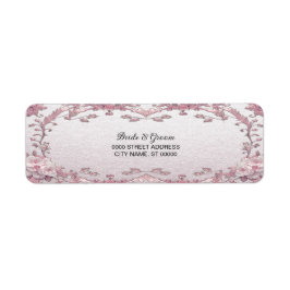 Uniek roze bloemen retouradreslabel etiket