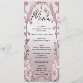 Uniek Roze Bloemen Trouwmenu Menu (Voorkant)