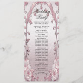 Uniek roze bloementrouwprogramma programmakaart (Achterkant)
