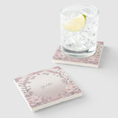 Uniek Roze Bloemsteen Onderzetter (Zijkant)