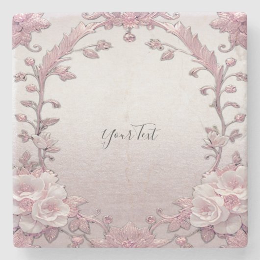 Uniek Roze Bloemsteen Onderzetter (Voorkant)