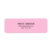 Uniek Roze Duidelijk Modern Terugkeeradresetiket Etiket (Voorkant)