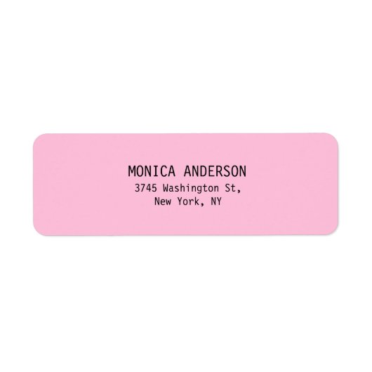 Uniek Roze Duidelijk Modern Terugkeeradresetiket Etiket (Voorkant)