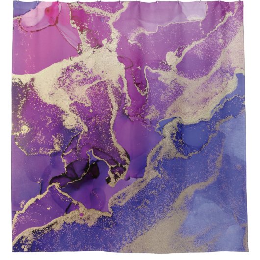 Uniek Roze Paarse Goud Abstract Douchegordijn (Voorkant)