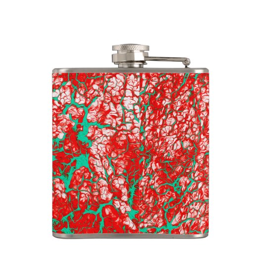 Uniek Roze rood groen Abstract patroon Heupfles (Achterkant)