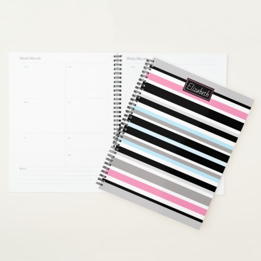 Uniek roze zwart Stripes patroon op maat Planner (Display)