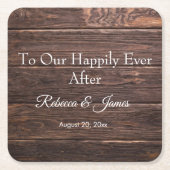 Uniek rustiek hout gelukkig ooit daarna kartonnen onderzetters (Voorkant)