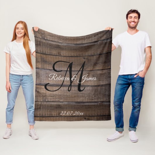 Uniek Rustisch Patroonmonogram script, aangepast Fleece Deken (In situ)