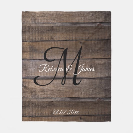 Uniek Rustisch Patroonmonogram script, aangepast Fleece Deken (Voorkant)