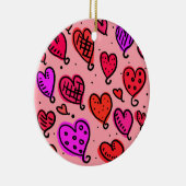 Uniek Schattige hartpatroon Keramisch Ornament (Rechts)