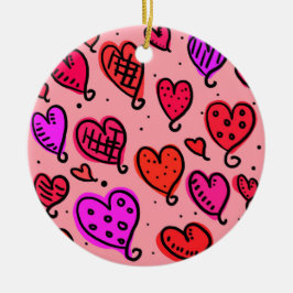 Uniek Schattige hartpatroon Keramisch Ornament