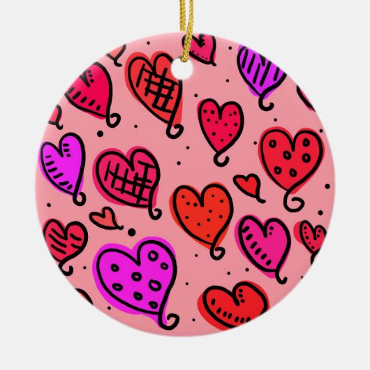 Uniek Schattige hartpatroon Keramisch Ornament (Voorkant)