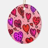 Uniek Schattige hartpatroon Keramisch Ornament (Links)