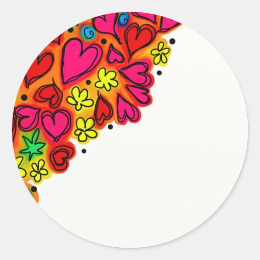 Uniek Schattige hartpatroon Ronde Sticker (Voorkant)