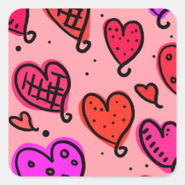 Uniek Schattige hartpatroon Vierkante Sticker