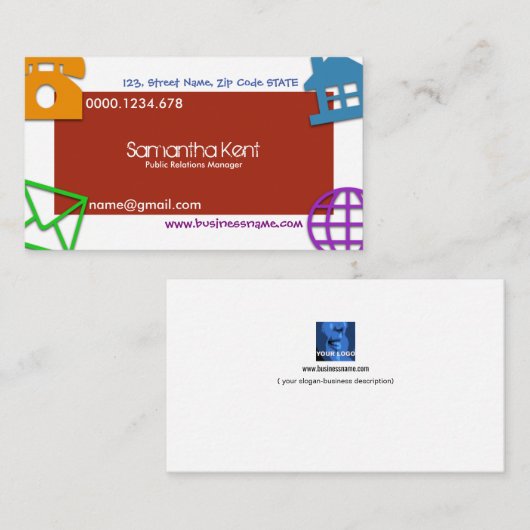 Uniek scherp, groot artistiek Icon PR-Visitekaartj Visitekaartje (Voorkant / Achterkant)