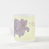 uniek schilderij van roze bloemen matglas koffiemok (Voorkant links)