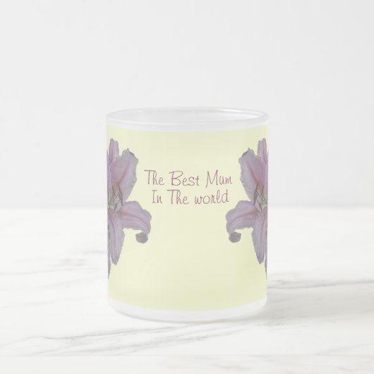 uniek schilderij van  roze bloemen matglas koffiemok (Center)