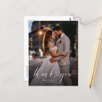 Uniek script bruiloft dank u fotokaart
