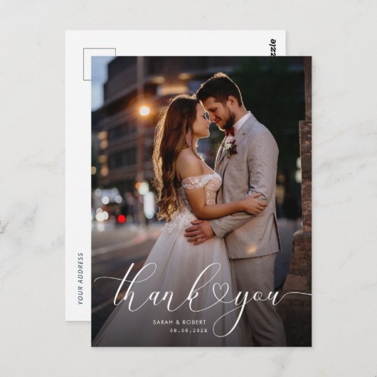 Uniek script bruiloft dank u fotokaart briefkaart (Voorkant / Achterkant)