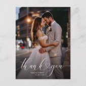 Uniek script bruiloft dank u fotokaart briefkaart (Voorkant)