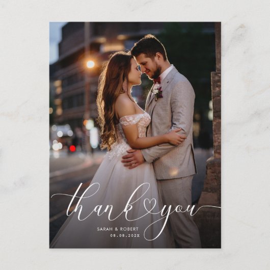 Uniek script bruiloft dank u fotokaart briefkaart (Voorkant)