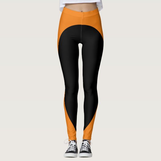 Uniek Sinaasappel & Zwart Leggings (Voorkant)