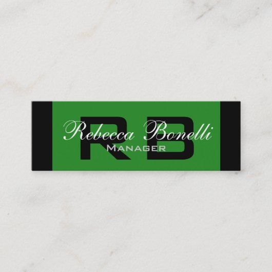 Uniek Slim Black Green Monogram Visitekaartje (Voorkant)
