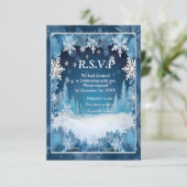 Uniek sneeuwvlok feestelijk winterontwerp RSVP kaartje (Staand voorkant)